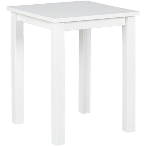 FLIX - Table d'Appoint Carrée Bois Massif Vernis Blanc