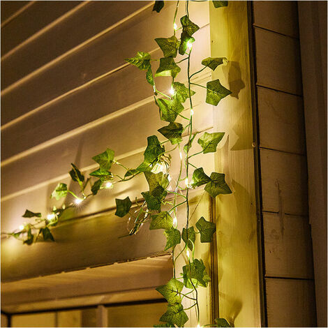 FlkwoH 10M Outdoor LED Lights Solar Powered Artificial Ivy Fake Ivy Fairy Lights with Leaves for Christmas Trees, Garden, Yard, Wedding, Party, Bedroom