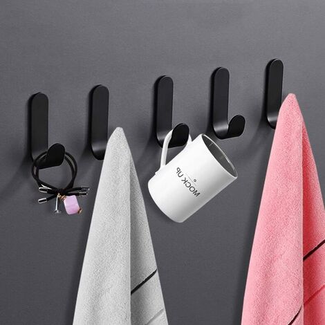 FlkwoH 12 Stück 3M Klebehaken Aufkleber Badezimmer Wandhaken Wasserdicht Handtuchhalter für Schlafzimmer Badezimmer Küche Decke Hängende Bademäntel (Schwarz)Schwarz