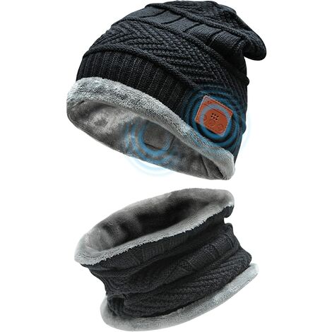 FlkwoH Bonnet Bluetooth d'hiver avec écharpe, cadeaux originaux pour hommes et femmes, bonnet tricoté avec musique, cadeaux d'anniversaire pour amis, familles