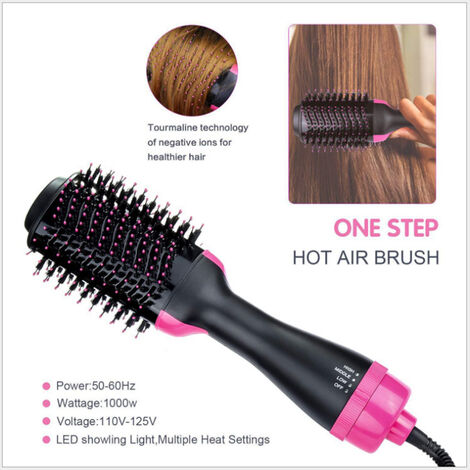 FlkwoH Brosse Soufflante et Sèche Cheveux, Sécher, Lisser, Donner du Volume et Coiffer, Brosse Seche Cheveux de Soins Ioniques, 1000W (GRIS)