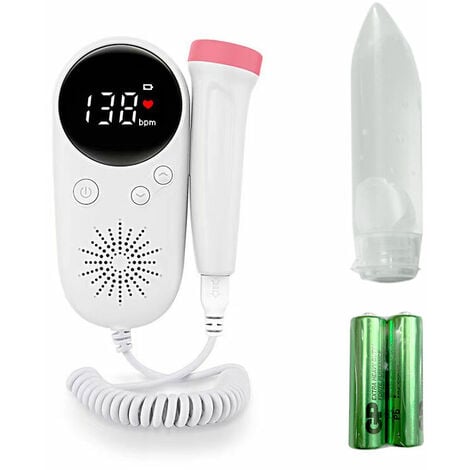 PESCE FlkwoH Ménage Doppler ftal bébé moniteur cardiaque prénatal affichage LCD ftus-compteur vocal femme enceinte produit de soin quotidien(avec coupleur 30ml + batterie 1 paire)