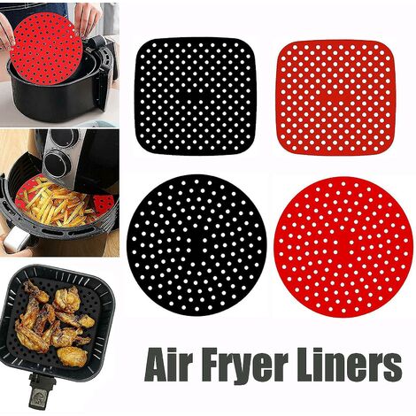 Modou - 2 Pieces Square Collapsible Silicone Air Fryer Pot, Non-stick Silicone Air Fryer Basket, Reusable Air Fryer Liner Air Fryer Accessories, For