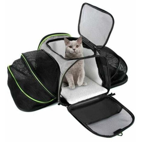 FlkwoH Sac de Transport Chat Chien Extensible Des Deux Côtes couleur de Gris 40x30x27 cm