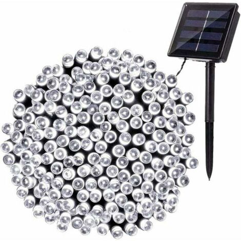 FlkwoH Solar-Lichterkette für den Außenbereich, 22 Meter mit 200 LEDs, wasserdicht, 8 Beleuchtungsmodi, perfekt für Garten, Terrasse, Haus, Party und Weihnachtsdekoration (weiß)