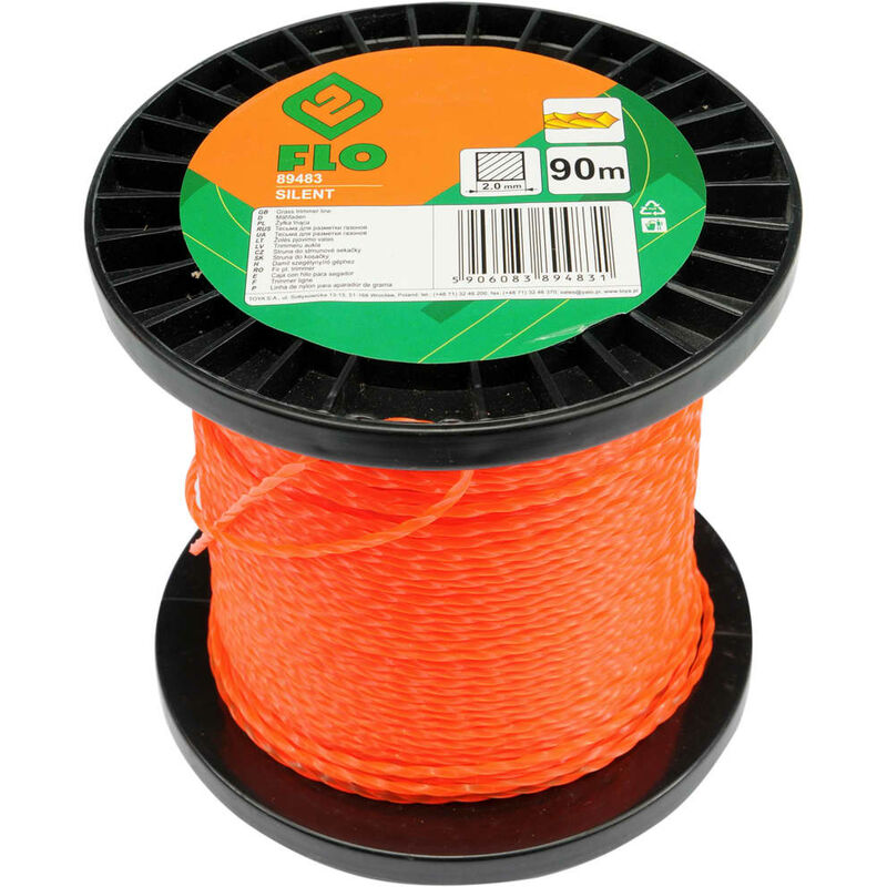 

FLO Cable de cortacésped Silent naranja 2 mm 90 m - Naranja