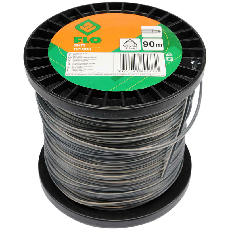 

FLO Cable de cortacésped Trigon negro 2,4 mm 90 m - Negro