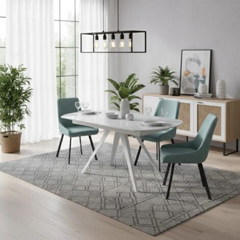 Float, Tavolo allungabile con top in Vetro Bianco (90cm X 120/180cm H. 76cm)  Duzzle