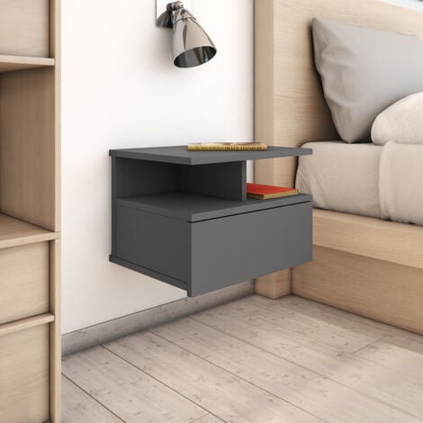Floating Nightstands 2 pcs High Gloss Grey 40x31x27 cm Chipboard
