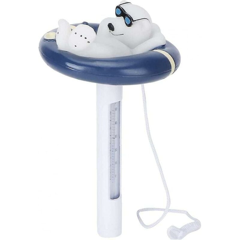 Floating Pool Thermometer Tube Temperature Gauge Cartoon Polar Bear Shape With Chain