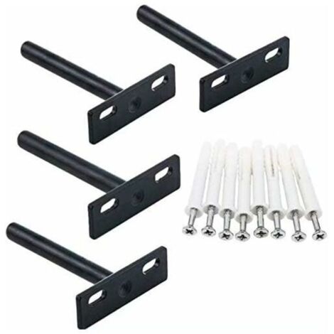 Floating Shelf Brackets, 4-Piece 10mm Wall-Mounted Shelf Brackets, Invisible Concealed Shelf Supports with 8 Screws and 8 Expansion Tubes