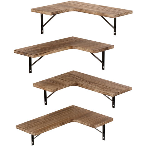 Floating Shelf Wall Mounted Wood Rustic DIY Corner Hanging Shelves Storage 4PC