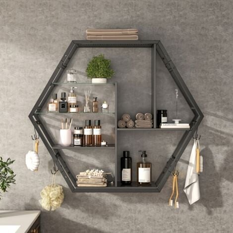Floating Shelves for Wall, Gaming Room Decor Display Shelf, Wall Shelves, Extra Hanging Hooks Storage, Sturdy Fast Assembly Great Weight Capacity
