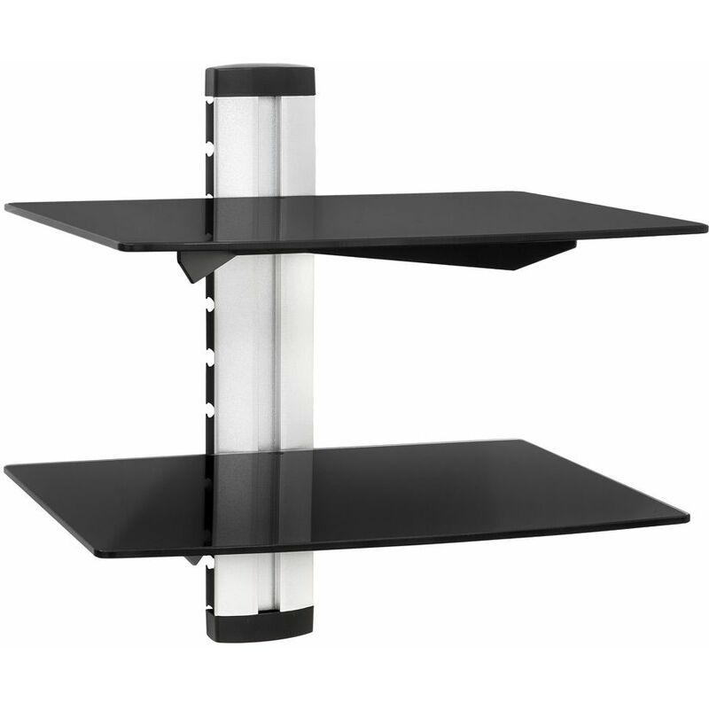 Tectake - Floating shelves with 2 compartments model 1 - wall shelf, wall mounted shelf, hanging shelf - black