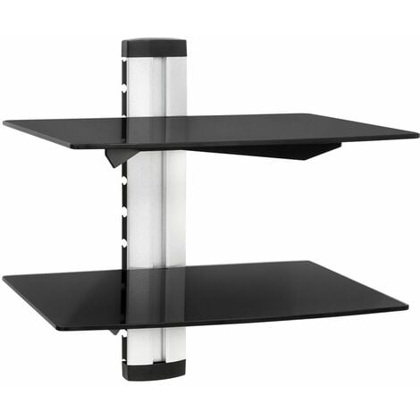 Floating shelves with 2 compartments model 1 - wall shelf, wall mounted shelf, hanging shelf - black
