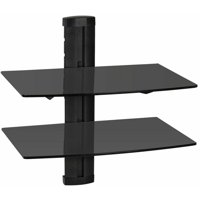 Tectake - Floating shelves with 2 tiers model 3 - wall shelf, wall mounted shelf, hanging shelf - black