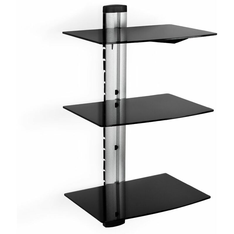 Tectake - Floating shelves with 3 compartments model 1 - wall shelf, wall mounted shelf, hanging shelf - black