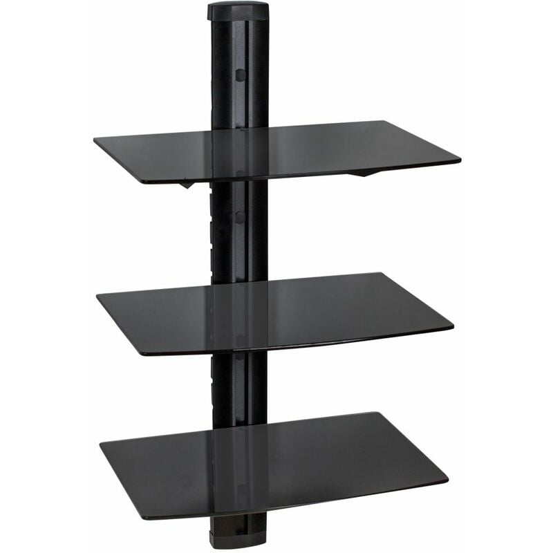 Tectake - Floating shelves with 3 tiers model 3 - wall shelf, wall mounted shelf, hanging shelf - black
