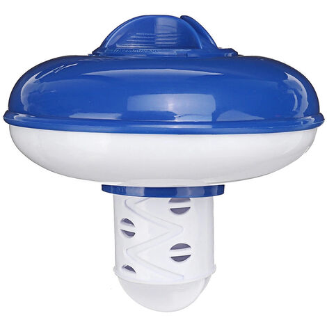 Floating Tablet Spa Chemical Dispenser Floating Pool Chlorine Dispenser Chemical Holder ,Bottom retractable,model: Blue & White