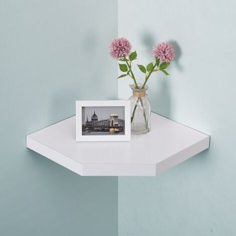 Floating Wall Corner Shelf - White