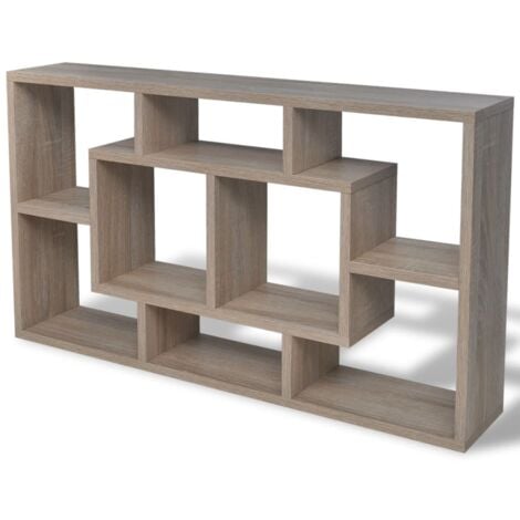 Floating Wall Display Shelf 8 Compartments Oak Colour vidaXL