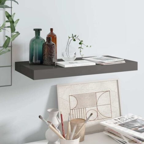 Floating Wall Shelf High Gloss Grey 50x23x3.8 cm MDF vidaXL