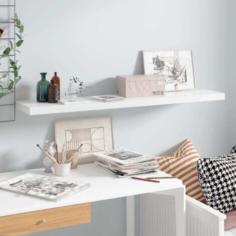 Floating Wall Shelf High Gloss White 120x23.5x3.8 cm MDF vidaXL