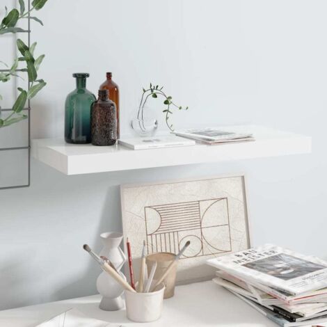 Floating Wall Shelf High Gloss White 60x23.5x3.8 cm MDF vidaXL