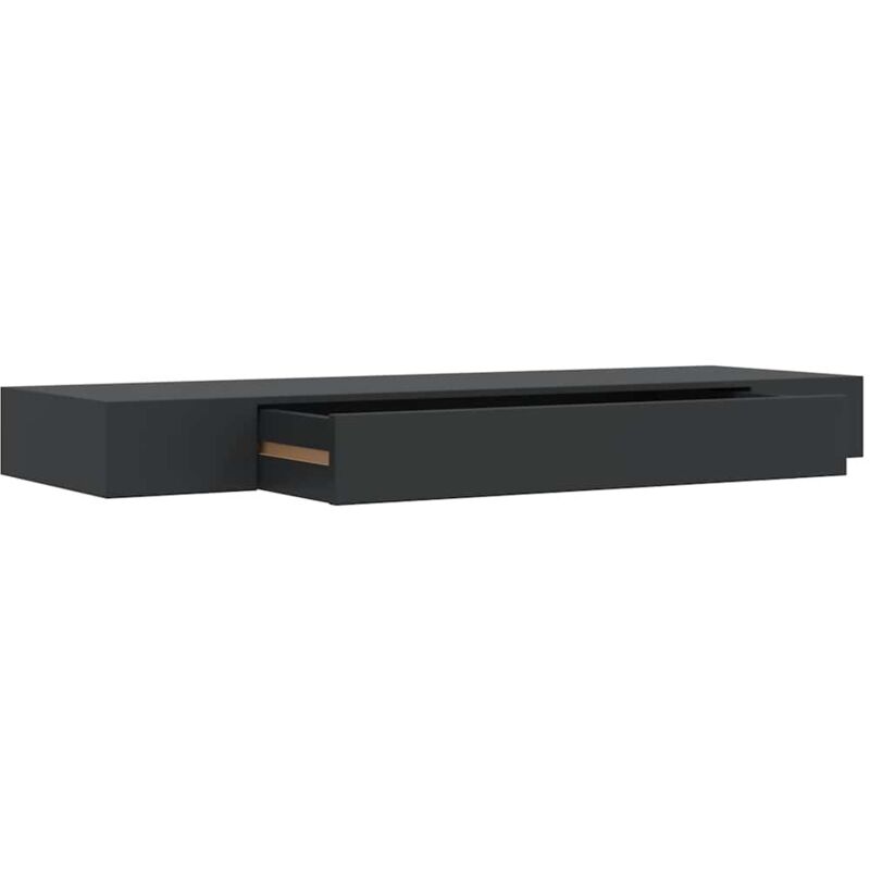 Floating Wall Shelf With Drawer Black 80x25x8 Cm Vidaxl