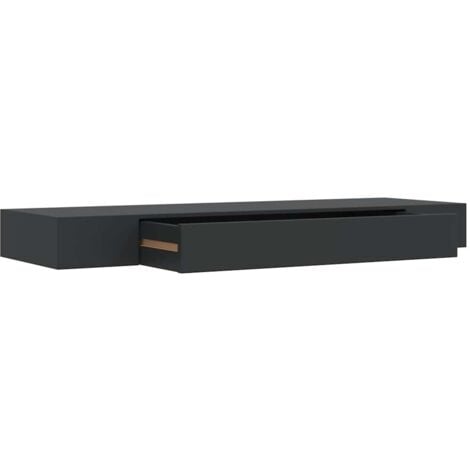 Floating Wall Shelf with Drawer Black 80x25x8 cm vidaXL