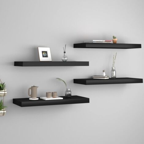 Floating Wall Shelves 4 pcs Black 60x23.5x3.8 cm MDF vidaXL