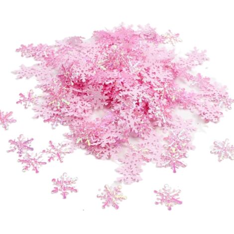 Flocons de Neige Décoratifs Pailletés Rose 2 cm, Lot de 3 pour DIY, Noël et Décoration de Fête