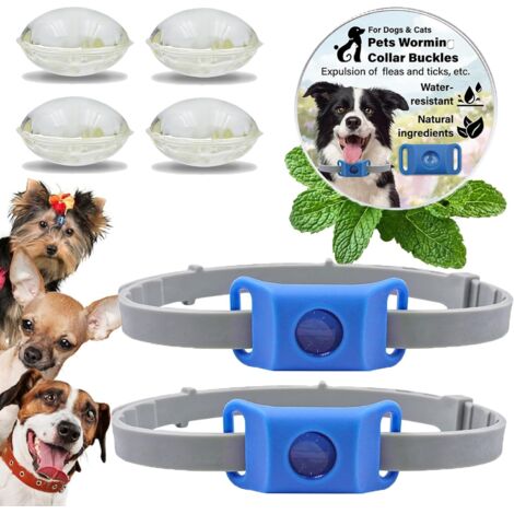 Flohhalsband für Hunde, verstellbares Hundehalsband, Anhänger mit ätherischen Ölen zur Flohabwehr und 2 austauschbaren Kapseln, wasserdicht, langlebig (Blau, 2 Stück)