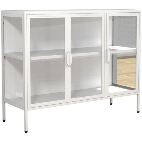 FlokaL Vitrinenschrank 3 Türen weiß.
