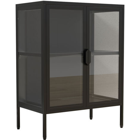 FlokaS Vitrinenschrank 2 Türen schwarz.