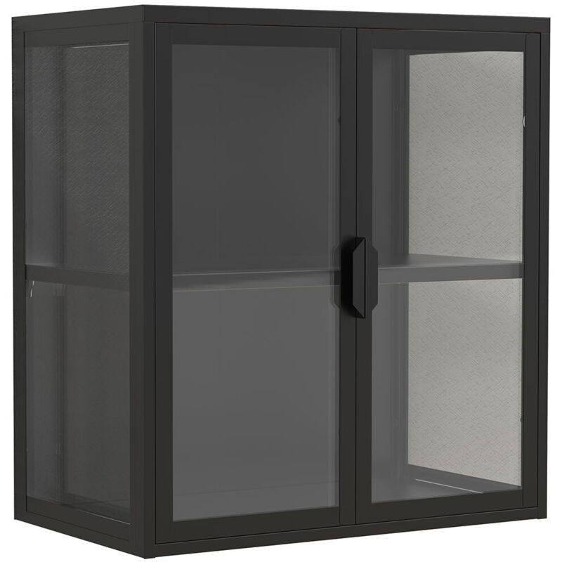 Ebuy24 - Vitrine murale Flokas h. 65 x l. 60 x p. 35 cm Noir