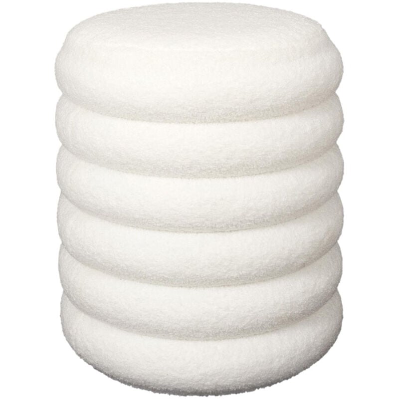 Floki - Pouf-Coffre Ø37cm Matelassé Blanc