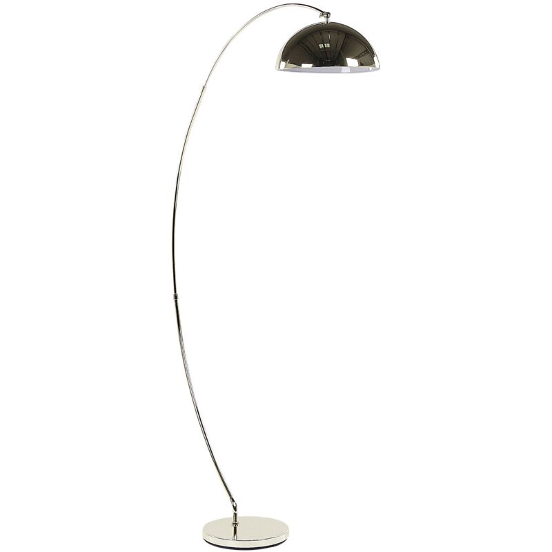 Beliani Floor Arc Lamp Modern Chrome Base And Shade Gold Kama