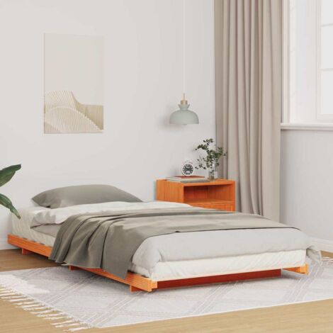 Floor Bed Frame Wax brown 90 x 220 cm Solid pine wood vidaXL