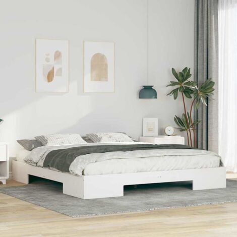 Floor Bed Frame White 180 x 200 cm Solid pine wood vidaXL