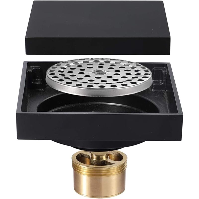 Image of Floor Drain, 10x10cm Black Modern Design&hellip;
