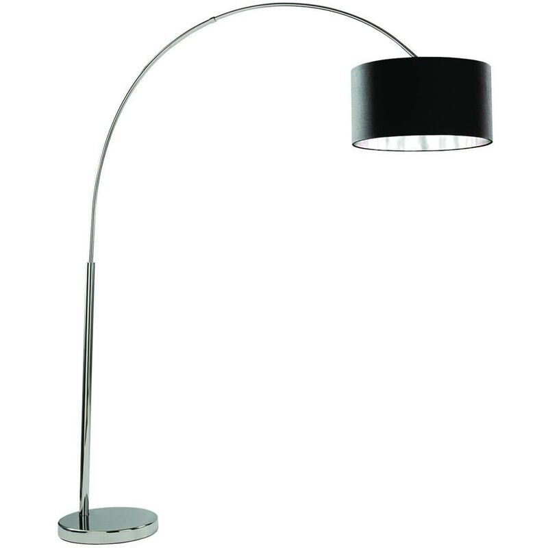 Arcs - 1 Light Floor Lamp Chrome with Black Shade, E27 - Searchlight