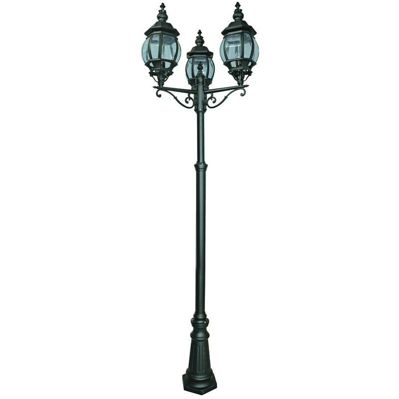 Bel Aire - 3 Light Outdoor Lamp Post Black IP44, E27 - Searchlight