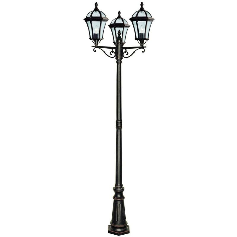 Capri - 3 Light Outdoor Lamp Post Rustic Brown IP43, E27 - Searchlight