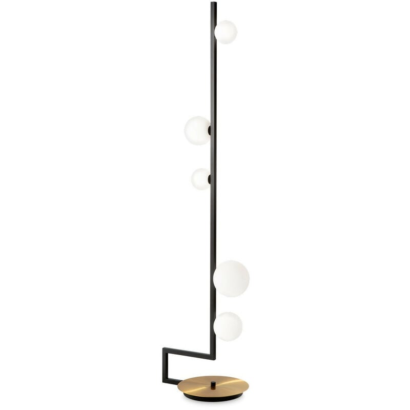 Birds Globe Floor Lamp Black - Ideal Lux