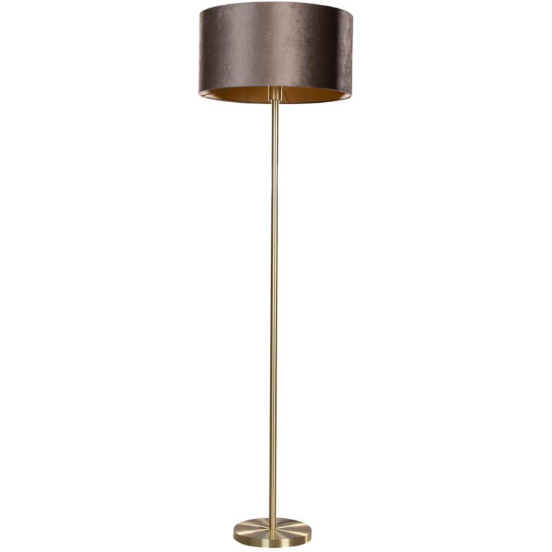 Qazqa Floor Lamp Brass With Velvet Shade Brown 50cm - Simplo