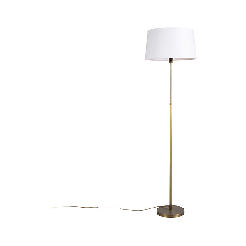 Floor Lamp Bronze with Linen Lampshade White 45 cm Adjustable - Parte