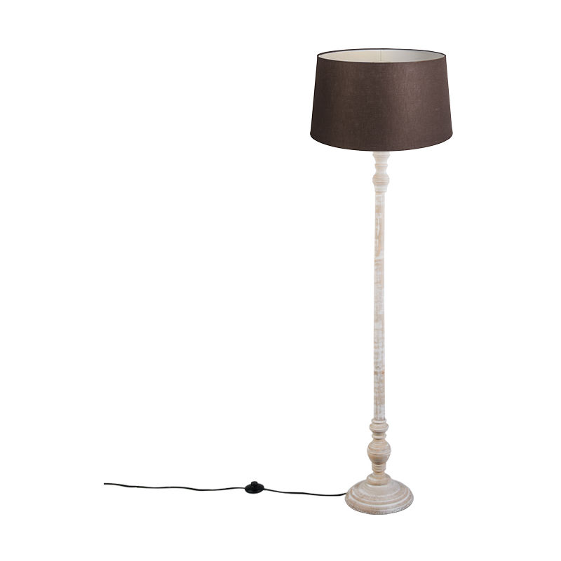 Floor Lamp Grey with 45cm Brown Linen Shade - Classico