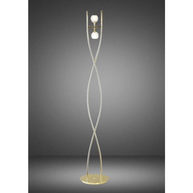 09diyas - Floor lamp Dali 2 Bulbs G9, polished brass