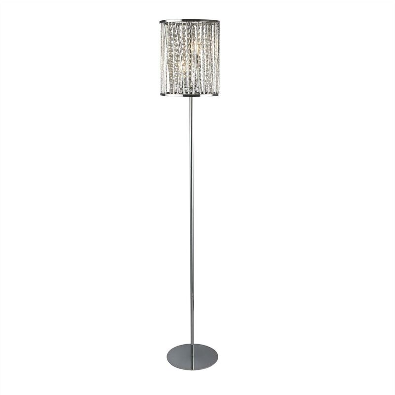 Elise - 2 Light Floor Lamp Chrome, Crystal Drops, E14 - Searchlight